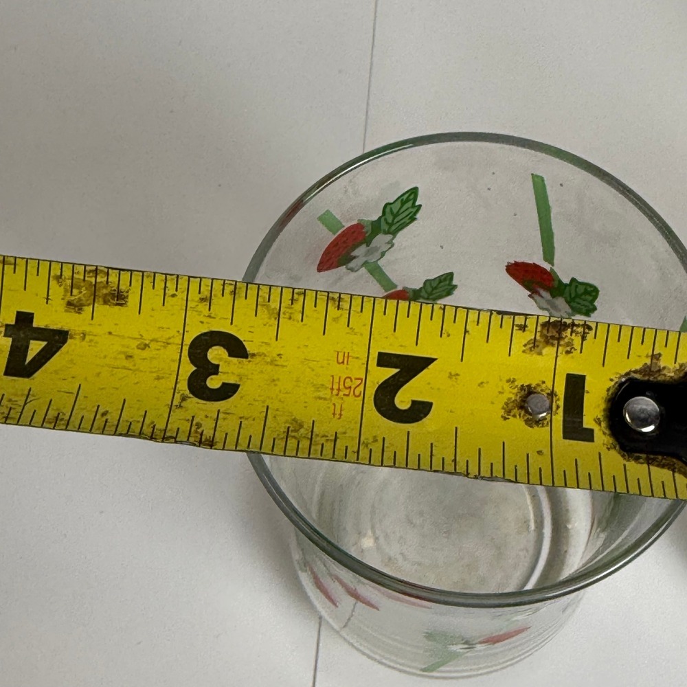 Vintage Greg Flowers Strawberry Vine Glass Tumblers Retro Set of 5 Red Green - Picture 4 of 10